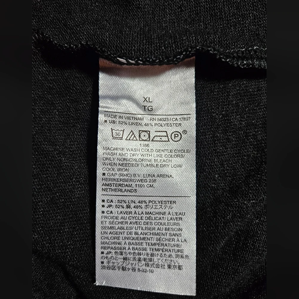 NWOT Banana Republic Factory Linen Blend Scoop V-neck Cap Sleeve Black Tee XL - Picture 5 of 5